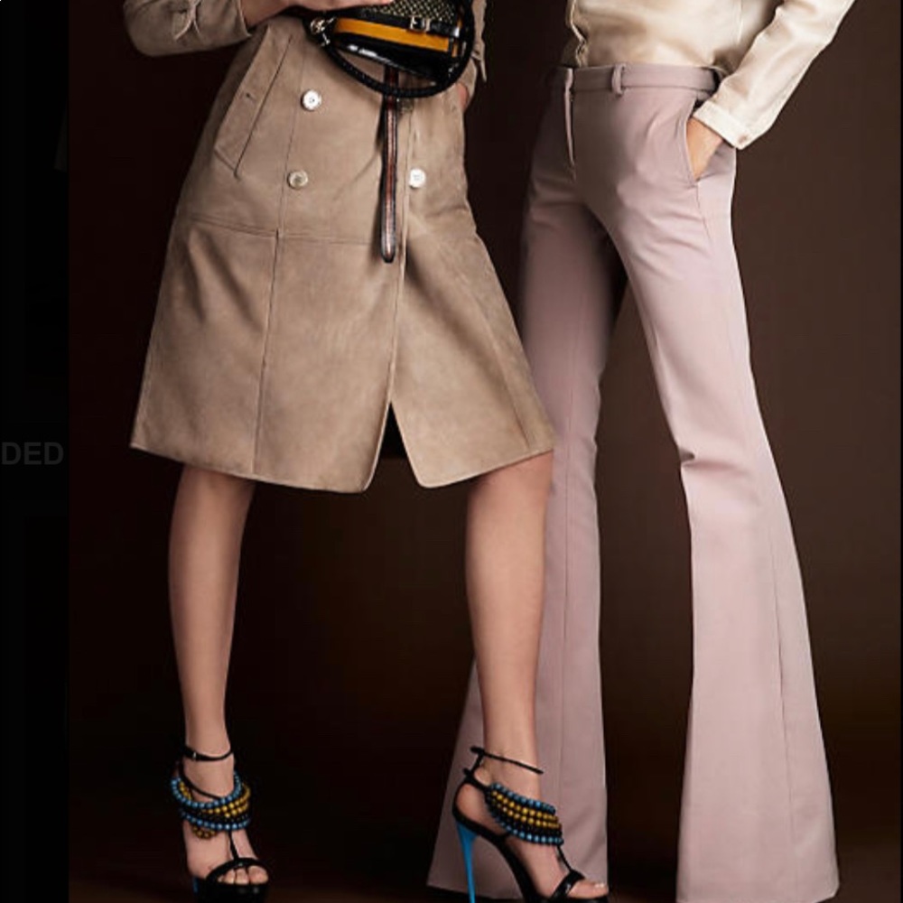 Burberry prorsum it 42 us 8 flare pants tan virgin wool stretch